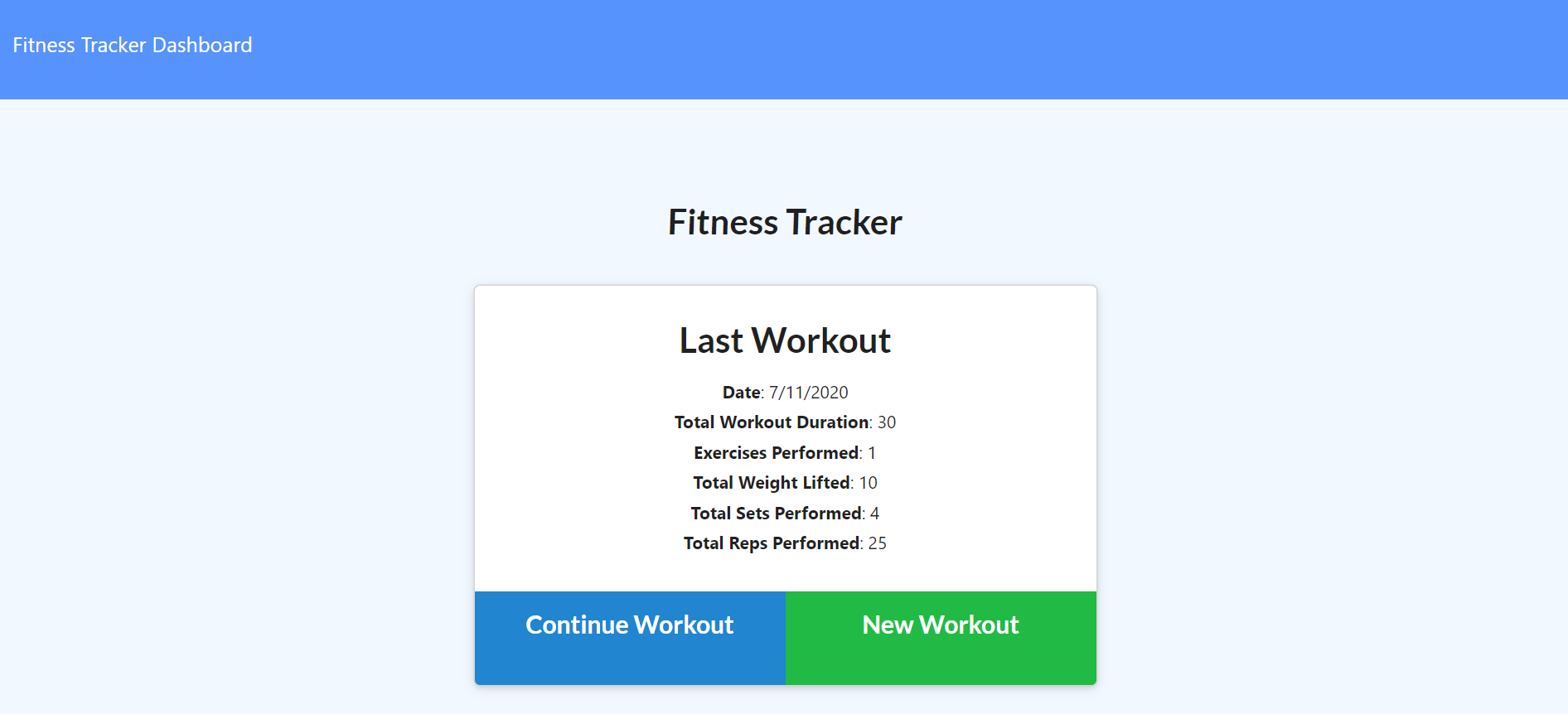 Fitness Tracker Screenshot